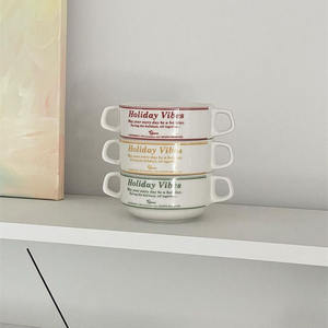 Bol à soupe binaural en céramique, pour boisson chaude <span class=keywords><strong>de</strong></span> corée, tasse à dessert occidentale, petit déjeuner, vente directe depuis l'usine - Product Image 1