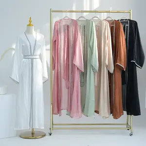 klassische abaya 2024 New Dubai rand leuchtende gewand für türkischer pendler solide farbe muslimische frauen Abaya arabisch abaya