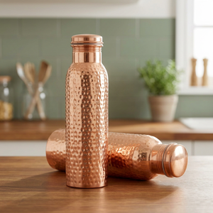 Botella de Agua de Cobre Martillado con Tapa, 34 oz, Botella Metálica para Beber, para Viajes, Oficina, Regalo - Product Image 4