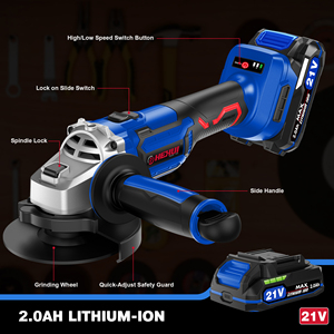 Máquina amoladora Hehui eléctrica de 115mm sin escobillas, batería de 21V, máquina cortadora de pulido inalámbrica, amoladora angular eléctrica - Product Image 3
