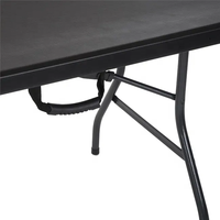 Tables Pliantes en Plastique PEHD Rectangulaires Noires de 180 cm, Pliantes en Deux, pour Fêtes, Vente en Gros
