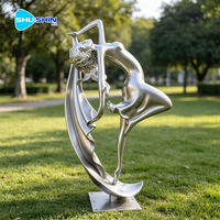 Sculpture de danseuse en acier inoxydable poli, décorative et créative, style nordique, modèle pour jardins extérieurs, art
