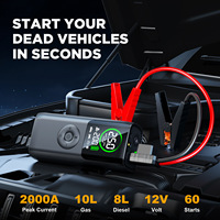 Jump Starter Baterai Mobil 2-in-1 6000mAh/10000mAh Arus Puncak 600A Pompa Udara dengan Lampu LED untuk Keadaan Darurat Kendaraan