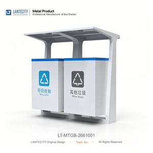 Outdoor Big Size <strong>Metal</strong> Waste <strong>Bin</strong> With 2 Compartments - Product Image 1