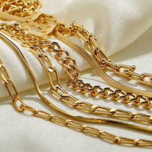 Collar de Cadena Gruesa de Acero Inoxidable de Alta Calidad, Resistente al Agua, Joyería de Moda, Chapado en Oro de 18K para Mujer - Product Image 1