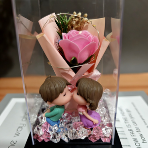 Mini Bouquet di Rose in Sapone con Copertura in Acrilico e LED - Decorazione da Scrivania, Regalo Multiuso (San Valentino, Festa della Mamma) 3 Colori - Product Image 6