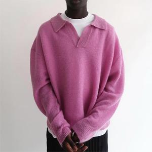 Fournisseur de tricots personnalisé hiver hommes italien tricot sweat pull surdimensionné <span class=keywords><strong>laine</strong></span> mélangée pull court homme - Product Image 4