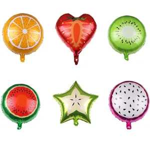 Wholesale18inch Fruits Foil Balloons Strawberry Orange Shaped Birthday Party Decorations Ballons Helium Hawaii Party Supplies