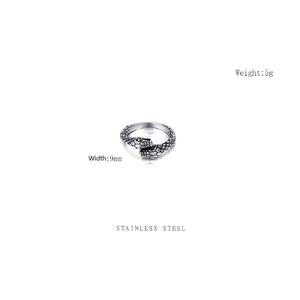 Anillo de serpiente Ouroboros, joyería de serpiente en espiral de acero inoxidable, banda gótica Punk, anillo ajustable Vintage para reptiles, regalo vanguardista personalizado - Product Image 4