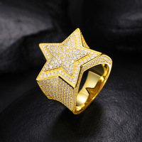 Bague Hip Hop Iced Out Bling Bling en Argent 925 avec Diamant VVS et Moissanite, Bague Étoile en Moissanite