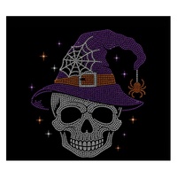 Modèle de transfert personnalisé pour Halloween, motif fantôme et citrouille avec strass et paillettes de cristal