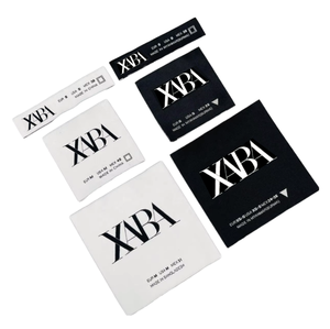 No Moq Custom Brand <b>Name</b> Logo Eco-Friendly End Fold Polyester Cotton Woven Damask Garment <b>Labels</b> for Garment Bags Shoes - Product Image 1