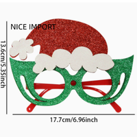 Topi Natal Gaya Elf, Dekorasi Natal, Kacamata Kartun untuk Anak-anak dan Dewasa, Bingkai Kacamata Dekorasi Pesta