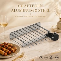 Support de brochettes motorisé automatique pour rôtissoire, rotatif pour kebab, accessoire de barbecue extérieur au charbon de bois