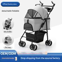 Chariot de transport pour animaux de compagnie Oxford de luxe à 4 roues, rotation à 360 degrés, design pliable et léger, chariot pliable portable, poussette pour animaux de compagnie