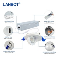 Spot encastré orientable de 2 pouces 5W, 5 températures de couleur sélectionnables, pour plafond incliné, éclairage LED sans boîtier, homologué IC, étanche à l'air, ETL