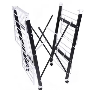 Séchoir <span class=keywords><strong>à</strong></span> linge multifonctionnel pliable <span class=keywords><strong>à</strong></span> double couche pour chambre, balcon, avec <span class=keywords><strong>roulettes</strong></span>, pour <span class=keywords><strong>vêtements</strong></span>, couettes et serviettes - Product Image 3