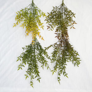 Vente en gros de feuilles artificielles naturelles de <span class=keywords><strong>bambou</strong></span> vert en plastique Nandina à <span class=keywords><strong>tige</strong></span> unique pour mariage, hôtel, maison, jardin, bureau, décoration - Product Image 6
