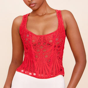 <span class=keywords><strong>Corsetto</strong></span> con collo quadrato floreale trasparente testurizzato top Crop scavati in <span class=keywords><strong>maglia</strong></span> alla moda - Product Image 2