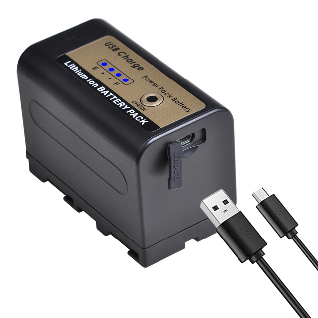 NP-F750-USB NP-F750 F770 5200mAh Battery with LED and USB for Sony HXR-MC2500 NX3 NX100 NX5R PXW-Z100 VX2200E Camcorder