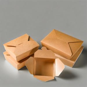 Caja de Almuerzo Desechable Impermeable de Papel Kraft, Contenedor de Papel Grueso para Comida para Llevar - Product Image 6