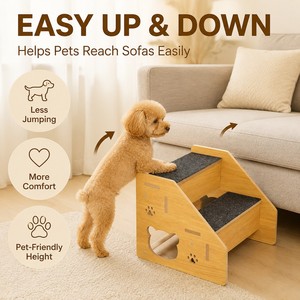 Escalier <span class=keywords><strong>pour</strong></span> chien en bois robuste avec coussinets antidérapants et 4 marches <span class=keywords><strong>pour</strong></span> l'accès des animaux <span class=keywords><strong>de</strong></span> compagnie - Product Image 5
