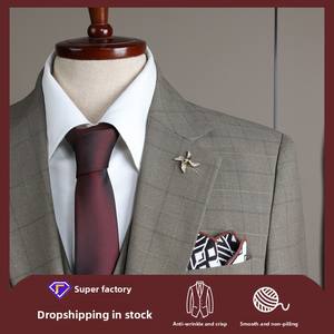 2024 hommes Plaid mince costume d'affaires chic marié robe de mariée <span class=keywords><strong>pour</strong></span> garçons d'honneur fermeture à glissière mouche fermeture worested tissu hôte vêtements - Product Image 2