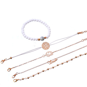 Pulseras de amor en inglés de loto para <span class=keywords><strong>hombre</strong></span> y mujer, juego de pulseras de joyería con cuentas de turquesa blanca - Product Image 5