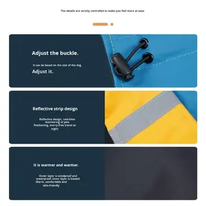 Nouveauté transfrontalière : Veste pour chien moderne, classique et simple, imperméable et coupe-vent en polyester, avec blocs de couleur, pour la nuit - Product Image 5