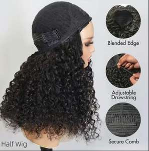 Perruque Cheveux Humains Sans Colle Crépus Bouclés Demi Perruque Prêt à Porter U Part Perruque Birmane Bouclée <span class=keywords><strong>Afro</strong></span> Crépue - Product Image 3