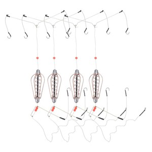 4 Uds jaula de cebo de <span class=keywords><strong>pesca</strong></span> cesta de resorte de cobre alimentador de señuelos con anzuelos accesorios de <span class=keywords><strong>pesca</strong></span> - Product Image 1