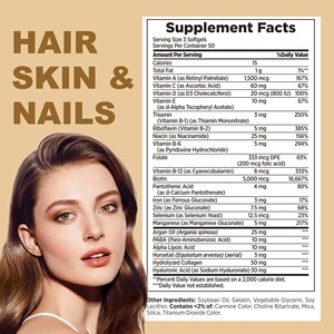 Gélules ODM OEM Cheveux Peau Ongles avec Folate pour des Cheveux Magnifiques, une Peau Éclatante et des Ongles Sains – Gélules de Zinc Cheveux Peau Ongles - Product Image 2