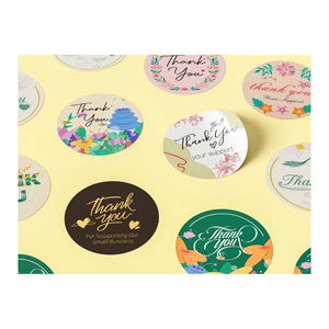 Gran oferta, logotipo personalizado, impreso, redondo, gracias, sello, etiquetas adhesivas, papel adhesivo rosa y blanco, estampado dorado para velas artesanales - Product Image 1