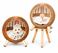Lit pour animaux de compagnie en rotin pp tissé à la main, design moderne, durable, respirant, amovible, lavable, respectueux de l'environnement, pour toutes les saisons