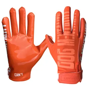 Meilleure vente Sticky Wide Receiver Football Linebacker Gants Logo personnalisé Performance Adultes Garçons Jeunes Gants de football pour la pluie