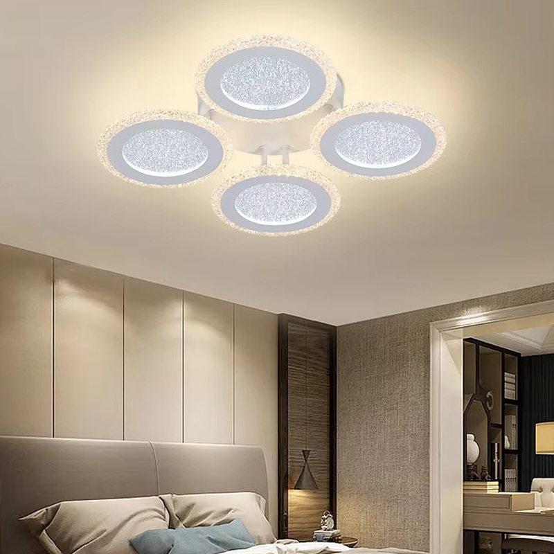 Modern Acrylic LED Dimmable Lighting Ceiling Fixture Indoor Bedroom Lamp with Remote Control for Living Room Iron Base