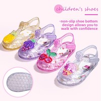 Zomer Nieuwe Unisex Kinder Prinsessen Zeemeermin Kristal Fruit Zachte Zool Sluiting Romeinse Sandalen 3-8 Jaar Groothandel Schoenen