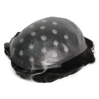 Perruques complètes en cheveux humains pour hommes, à peau fine et blanche, avec mèches, système de remplacement capillaire pour hommes, toupet en peau pour hommes
