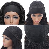 Perruque Bandeau Cheveux Remy 12 Pouces Ondulés Profonds Bouclés Sans Colle Sans Lacet Faite à la Machine Courte Densité 200%