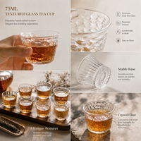 Groothandel 75ml Japanse stijl kristalglas theekopje met textuur, hoog borosilicaatglas, klein proefbekertje voor kantoor en thuisgebruik