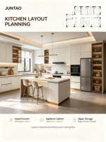 Meubles de cuisine avec cuisinière intégrée, comptoir, panneaux en bois massif multicouches, style américain, pour toute la maison