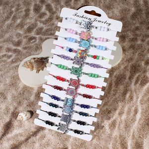 Marine Life Beach Collection 12pcs/<b>Set</b> Turquoise Cowrie Seashells Anchor Turtle <b>Beaded</b> Wrap Bracelets - Product Image 6