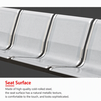 Chaise longue moderne en métal, siège d'attente en fer pour espaces publics, aéroports, hôtels, bureaux, salons, écoles, hôpitaux