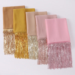 Wholesale 15 Colors Soft Plain Chiffon Muslim Hijab Scarf High Quality 70*175cm Polyester Tassels Islamic <b>Shawl</b> Solid Floral - Product Image 4
