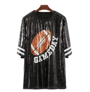 Dames Nieuw Design Fashion Casual Jurk Game Day Shirts Oversized Tshirt Korte Mouw Voetbal Jersey Vrouwen Cheer Uniformen
