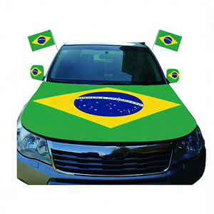 Bandiera Nazionale Brasiliana Personalizzata per Finestrino Auto in Poliestere con Stampa Serigrafica e Asta in Plastica - Product Image 2