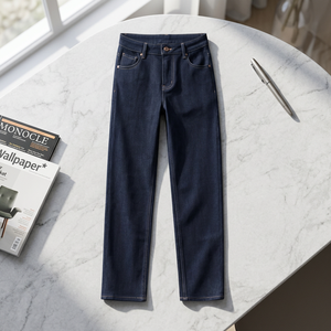 <span class=keywords><strong>Jeans</strong></span> de Mezclilla de Pierna Recta, Lavado Medio, Cintura Media, Corte Regular, Algodón, Estilo Vintage, Tejido, Casual, para <span class=keywords><strong>Hombre</strong></span>, Otoño Invierno - Product Image 1