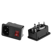 Enchufe de entrada de alimentación de CA con conexión a tierra IEC C14 10A 250V con portafusibles Montaje en PCB de escritorio Entrada de alimentación macho de 3 pines