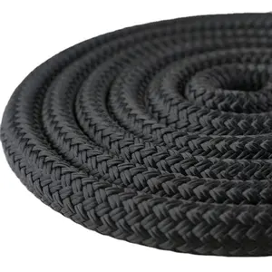 Black Double Braided Polyester Rope Polyester Yachting Rope 10mm