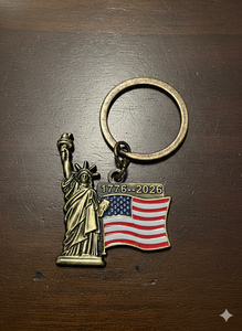 कस्टम यूएसए 250 वीं वर्षगांठ धातु कीचेन और स्वर्ण-प्लेटेड स्वतंत्रता ध्वज - Product Image 3